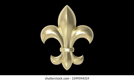 3d Rendering Of A Fleur De Lys Orn Ament Isolated On Black Background