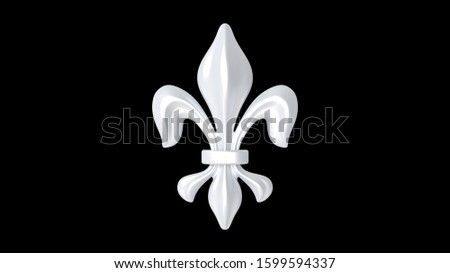 3d rendering of a fleur de lys orn ament isolated on black background