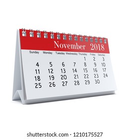 3D rendering flipchart desktop calendar for 2018 year