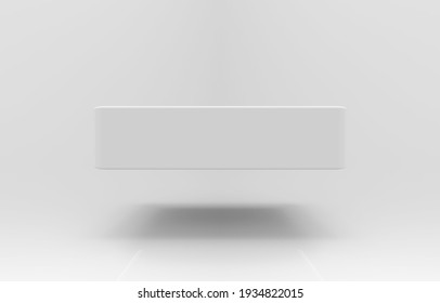 3d Rendering. Floating An Empty Rectangle Box With Shadow On Background.