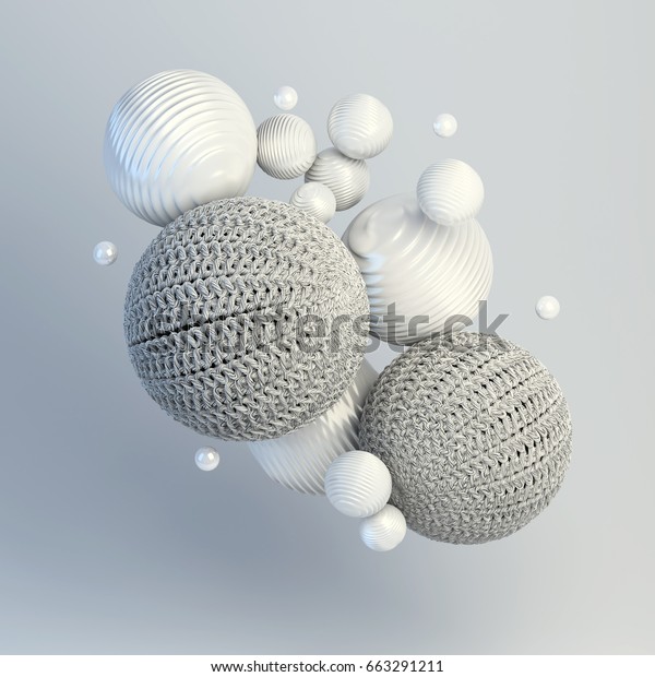 3d Rendering Floating Spheres Abstract Composition Stock Illustration