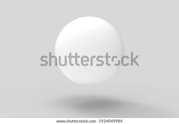3d rendering. Floating white sphere with\
shadow on the floor\
background.