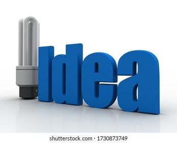 3d rendering fluorescent cfl lamp idea concept
