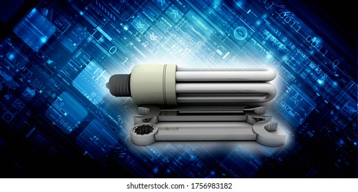 3d rendering fluorescent cfl lamp