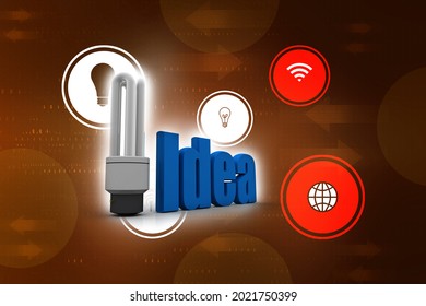 3d rendering fluorescent cfl lamp idea concept