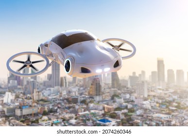 3d Rendering Flying Car Or Car Drone