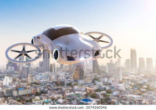 3d rendering flying car\
or car drone