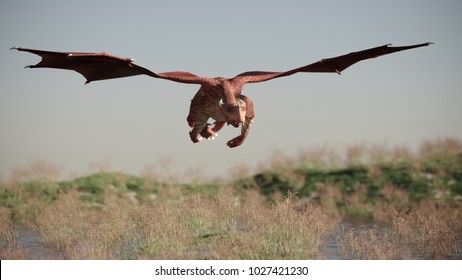 3d rendering of the flying red dragon