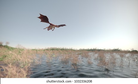 3d rendering of the flying red dragon