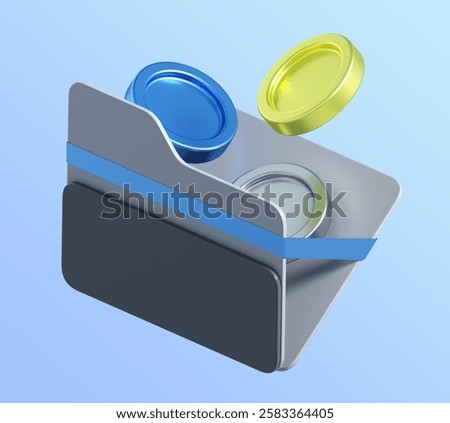 3d rendering of folder with coins. simple 3d illustration for business and finance