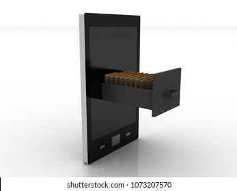 3d rendering Folder connected to computer network