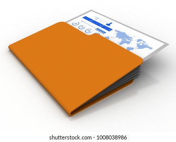 3d rendering folder with documents