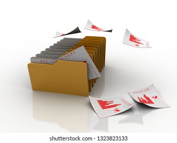 3d rendering folder with documents
