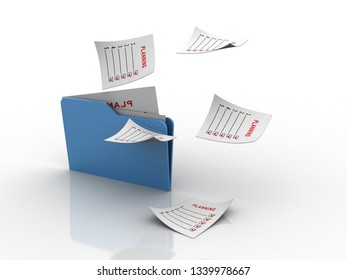 3d rendering folder with documents