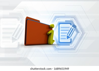 3d rendering folder with documents