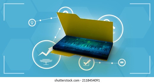 3d rendering folder with documents
