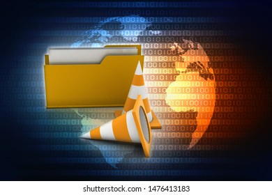 3d Rendering Folder Icon Traffic Cones Stock Illustration 1476413183