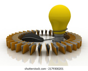 3d rendering folder network with bulb