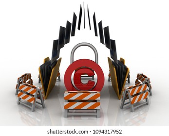 3d rendering folder network with copyright lock in under construction
