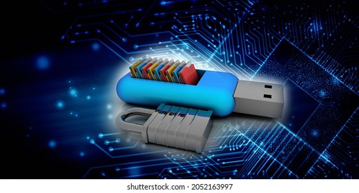 3d rendering folders in Pen driver protection lock