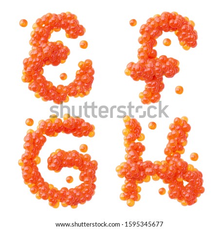 3d rendering font set made of a tasty red caviar.