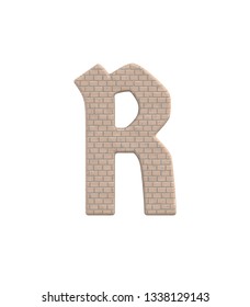3D rendering Font Stone fire brick Germania front capital R