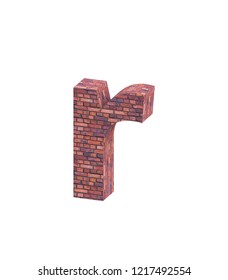 3D rendering Font Stone old english brick lowercase r