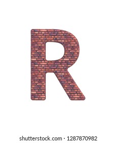 3D rendering Font Stone old english brick front capital R