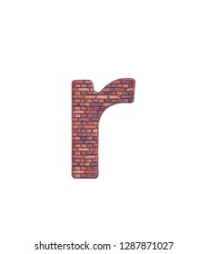 3D rendering Font Stone old english brick front lowercase r