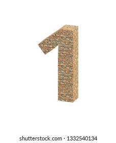 3D rendering Font Stone weathered brick number 1