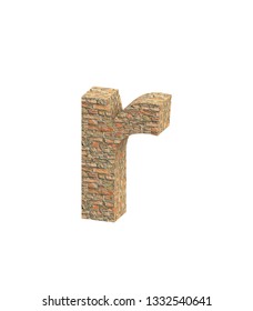 3D rendering Font Stone weathered brick lowercase r