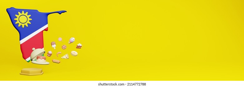 3d rendering of food consumption in Namibia country for data display