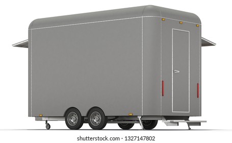 3d Rendering of a food tailer on white background