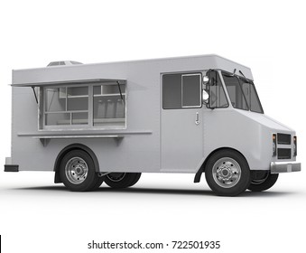 3d Rendering Of A Food Truck On White Background