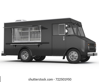 3d Rendering Of A Food Truck On White Background