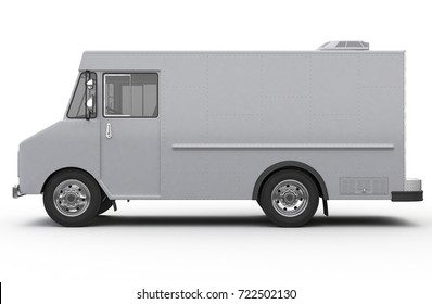 3d Rendering Of A Food Truck On White Background