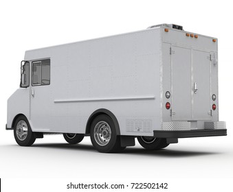 3d Rendering Of A Food Truck On White Background