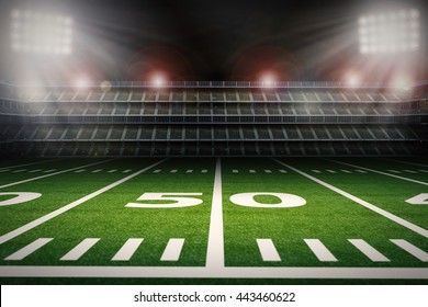 3d Rendering Football Field With Crowd Stadium