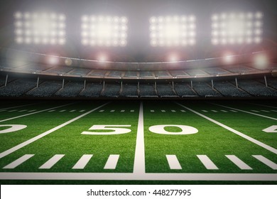 3d Rendering Football Field With Crowd Stadium