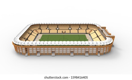 3d Rendering Of A Football Stadium Isolated In White Background