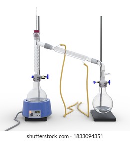 3d Rendering Of A Fractional Distillation Of A Mixture Using A Fractionating Column And A Liebig Condenser.