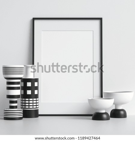 3D Rendering of Frame or Poster Mockup in Interior with Decorations