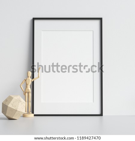 3D Rendering of Frame or Poster Mockup in Interior with Decorations
