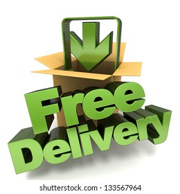 3D rendering of a free delivery concept sign
