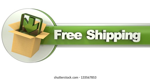 3D Rendering Of A Free Shipping Concept Banner