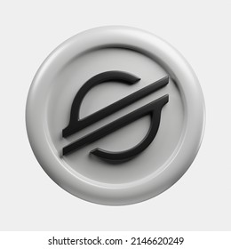 3d rendering front view cryptocurrency XLM or Stellar silver coin with cartoon style white background, good use for blockchain or cryptocurrency design theme