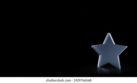 3d Rendering Of Frosted Glass Symbol Of Star With Sharp Points Isolated On Black Background With Blurry Reflections On The Floor