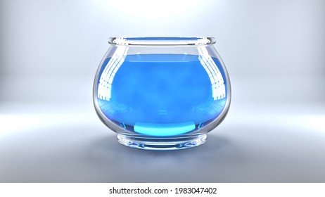 3d Rendering Of A Full Fish Bowl Without Fishes With Clean Background