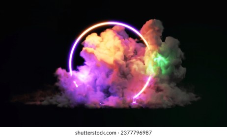 3D rendering full-color fantasy ring inside the cloud.Dream wallpaper conceptual background.
