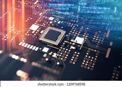 3d rendering futuristic blue circuit board background illustration